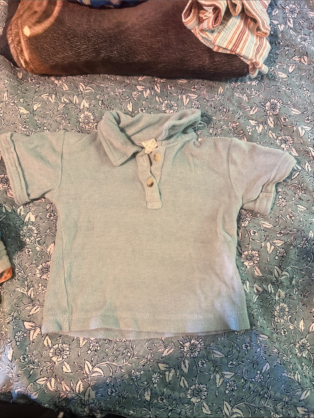 kate quinn Light Blue Terry Polo Shirt